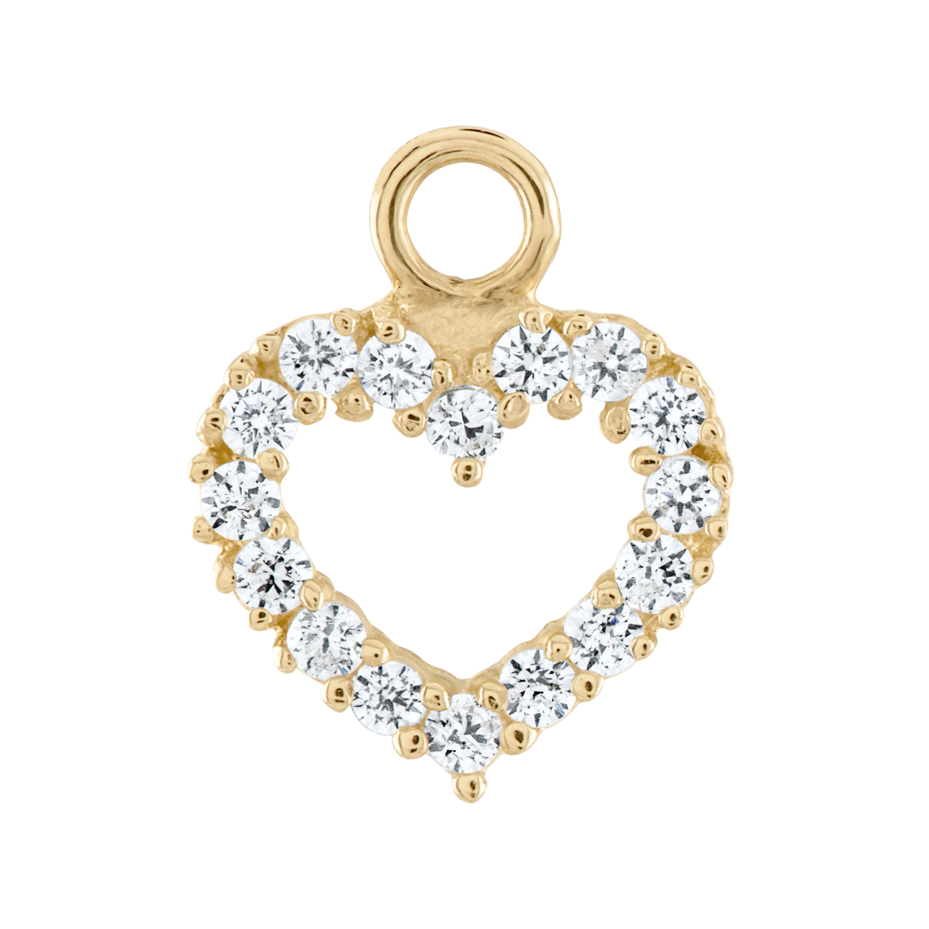 10K Solid Yellow Gold Dangling Heart Charm
