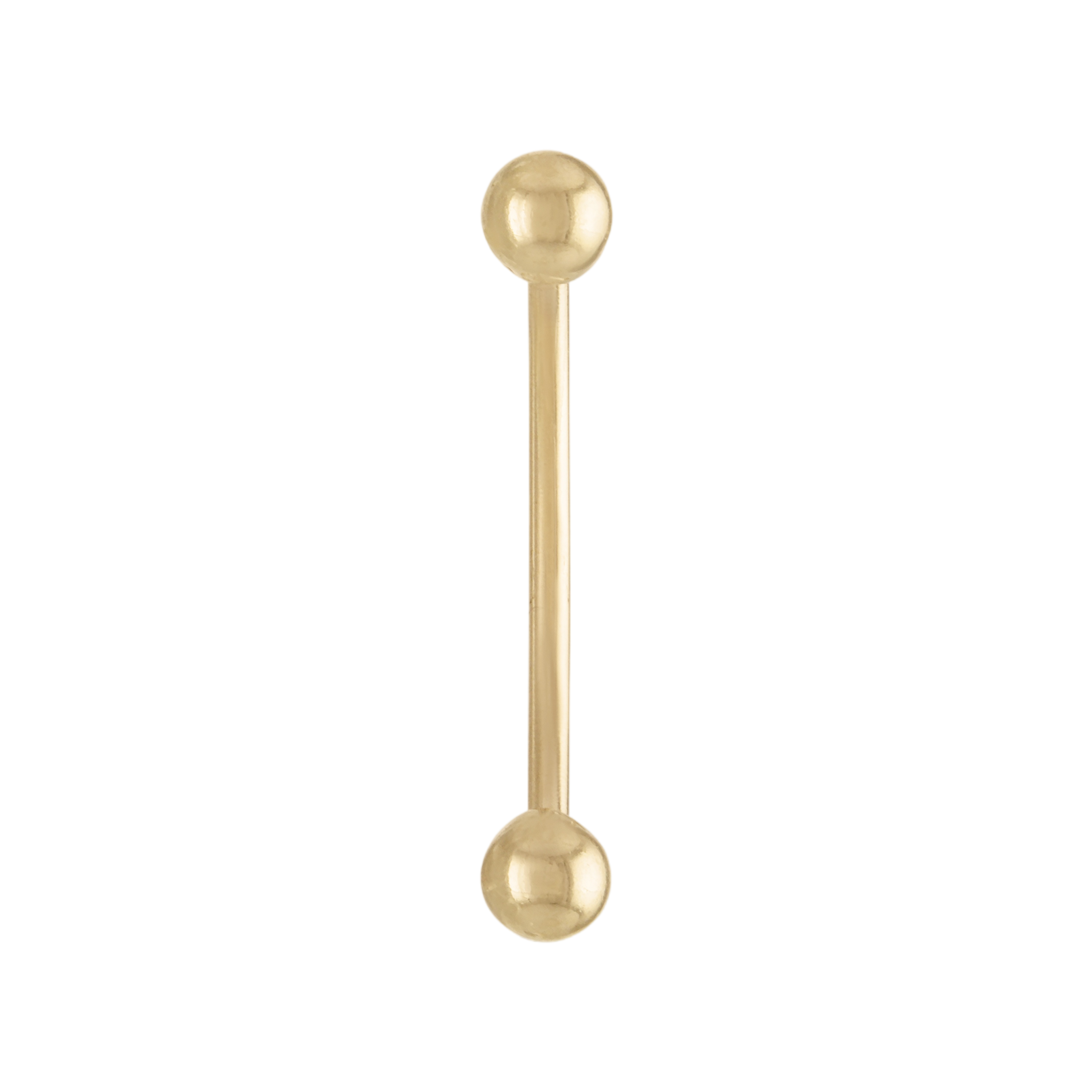 10K Solid Yellow Gold 12mm Barbell Belly Ring