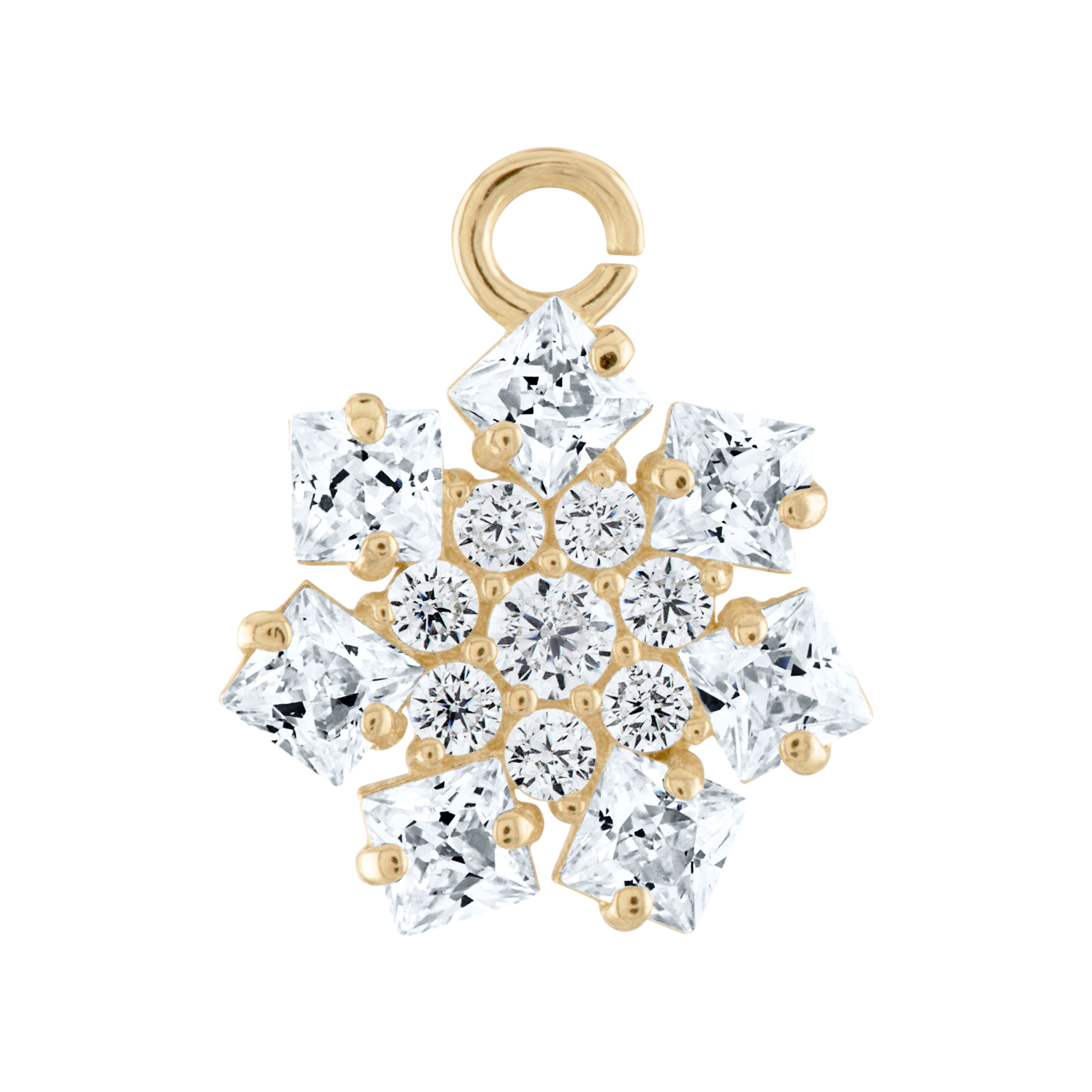 10K Solid Yellow Gold Dangling Snowflake-shaped Charm