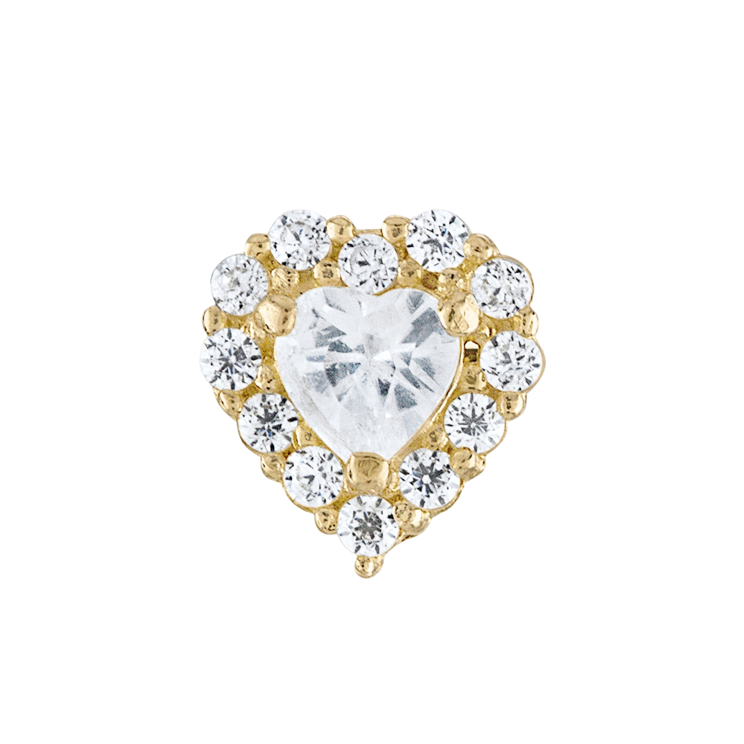 10K Solid Gold Heart Cartilage With CZ