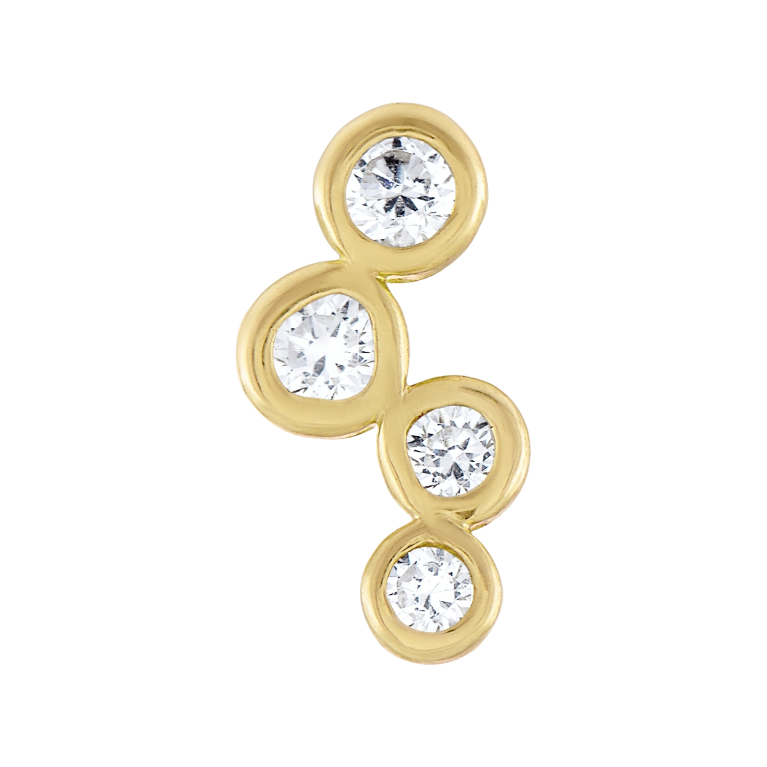 10K Solid Gold Cascading Cartilage Earring With CZ