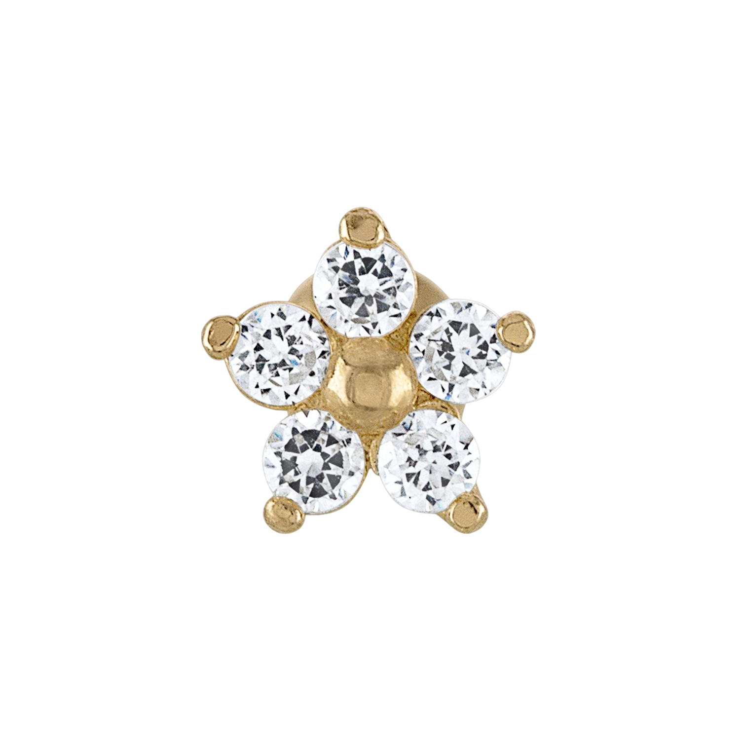 10K Solid Gold Flower Cartilage Earring With CZ