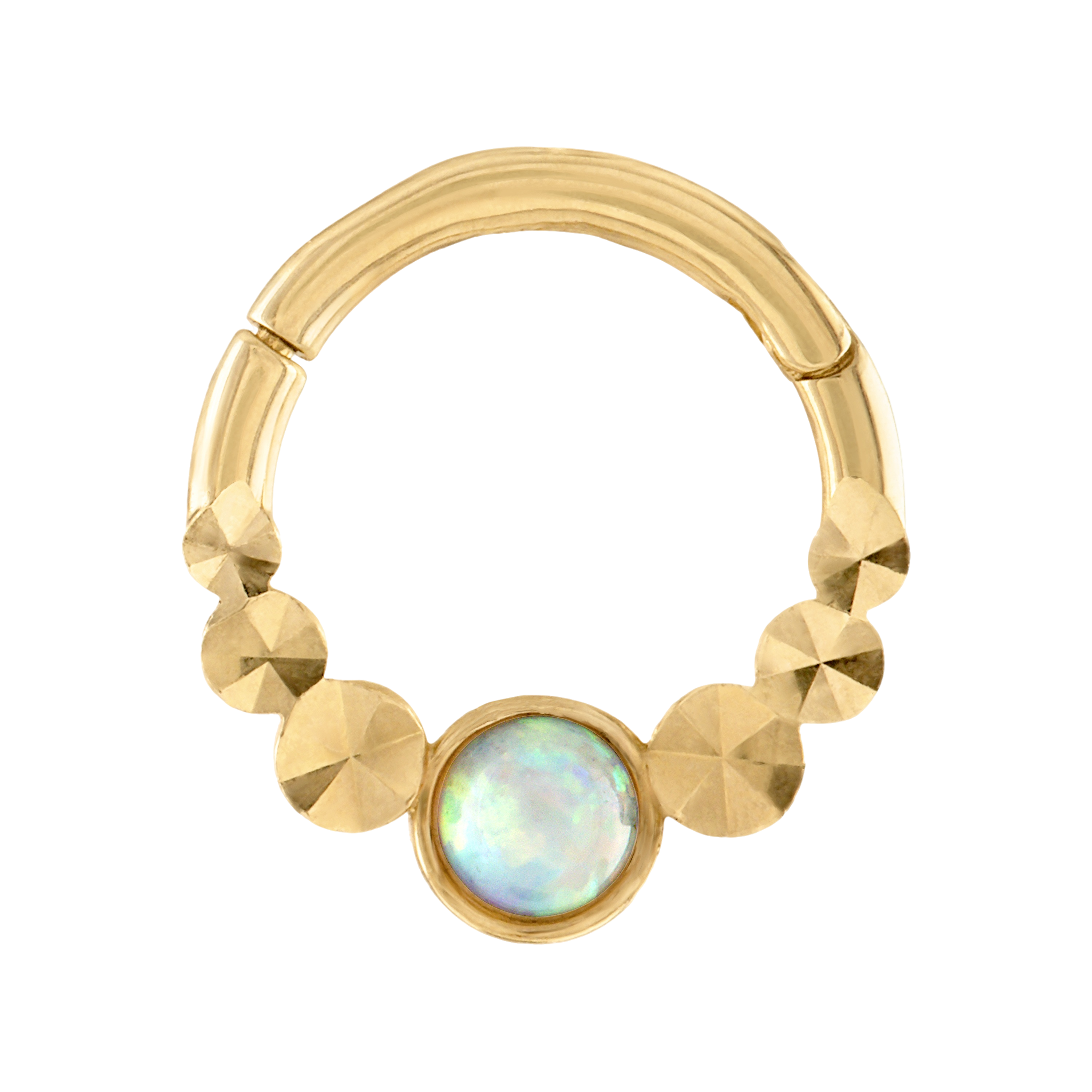 10K Solid Gold Septum Clicker With Opal Stone