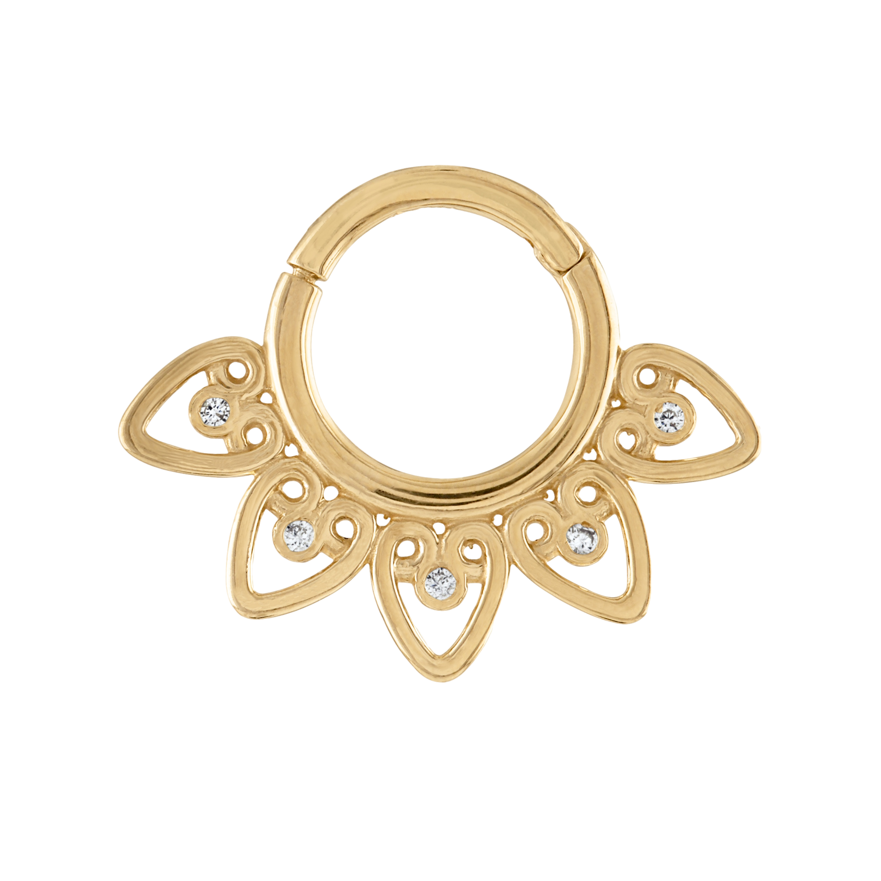 10K Solid Gold Septum Ring With CZ