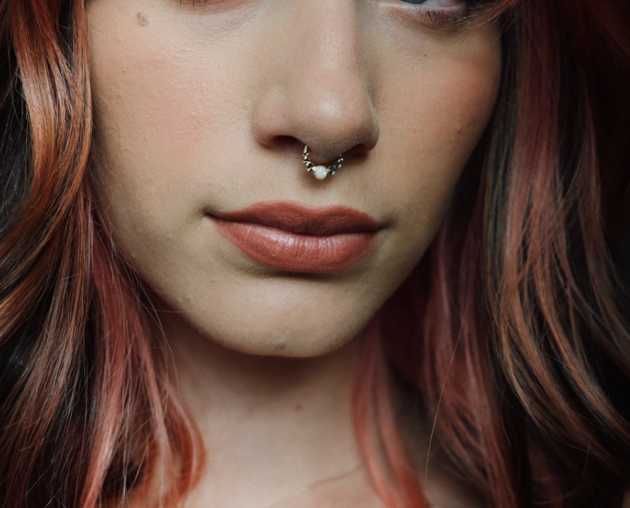 10K Solid Gold Septum Clicker With Opal Stone